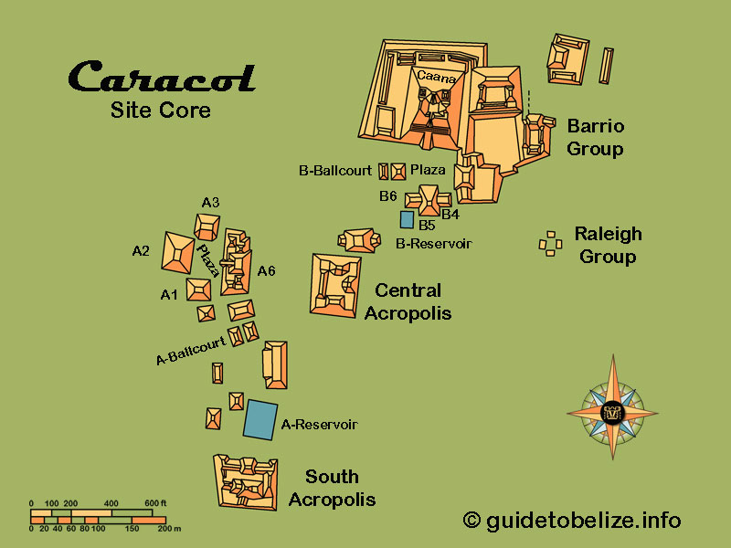 Belize Caracol Site Map